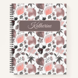 Autumn Floral with a custom name Pink Notitieboek