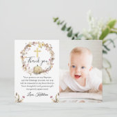 Autumn Floral Wreath Baptism Foto bedankt (Staand voorkant)