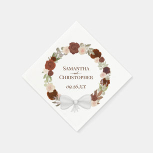 Autumn Floral Wreath Elegant Diagonal Wedding Servet