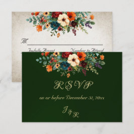 Autumn Floral & Wreath RSVP - Emerald Kaartje