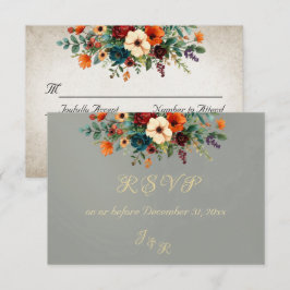 Autumn Floral & Wreath RSVP - Sage Kaartje