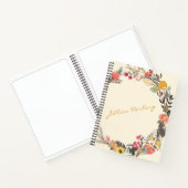 Autumn Floral Wreath Yellow Green met naam Notitieboek (Binnen)