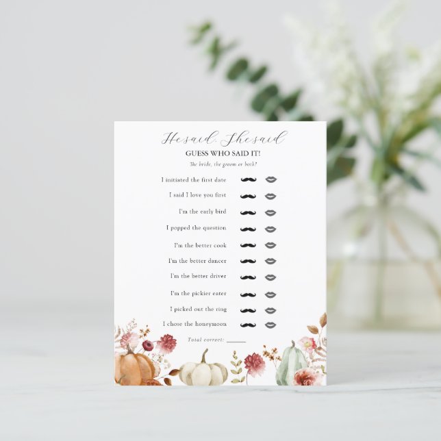 Autumn Floral zei hij, ze zei Vrijgezellenfeest sp (Staand voorkant)