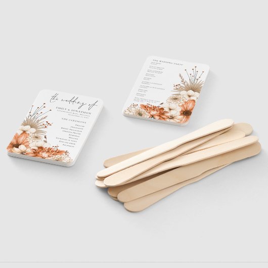 Autumn Florals Elegant Script Program Handwaaier (Niet-gemonteerd)