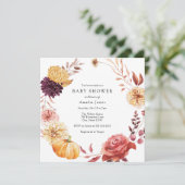 Autumn Florals en Pumpkin Baby shower Uitnodiging (Staand voorkant)