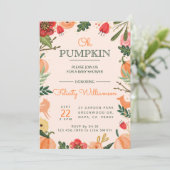 Autumn Florals & Foliage Pumpkin Patch Baby shower Kaart (Staand voorkant)