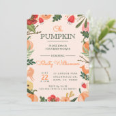 Autumn Florals & Foliage Pumpkin Patch Baby shower Kaart (Staand voorkant)