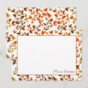 Autumn Florals Modern Manuscript Aangepast Notitiekaartje