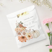 Autumn Florals Pumpkin New Mr Mrs. Dank u Bedankzakje (Gezegeld)