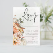 Autumn Florals Pumpkin Waterverf QR Code RSVP Kaartje (Staand voorkant)