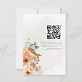 Autumn Florals Pumpkin Waterverf QR Code RSVP Kaartje (Achterkant)