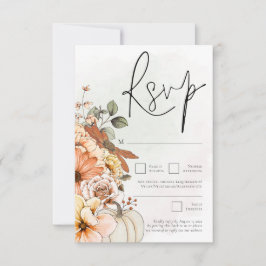 Autumn Florals Pumpkin Waterverf QR Code RSVP Kaartje