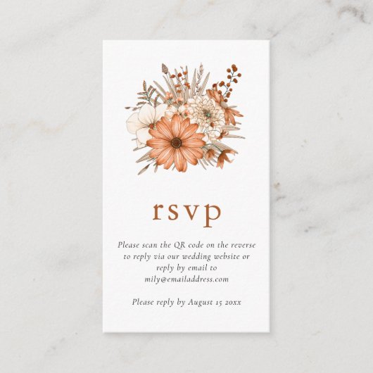 Autumn Florals QR Code Weddenschap Online RSVP Informatiekaartje (Voorkant)
