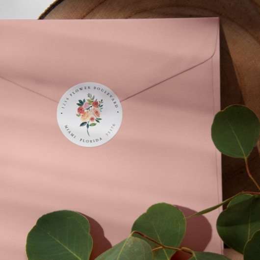 Autumn Flower Bouquet Botanical Return address Ronde Sticker