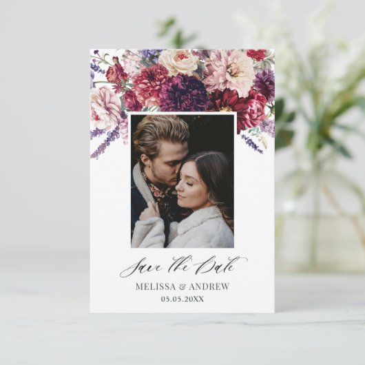 Autumn Flower Dahlia Bunch Herfst Sla de datum op Save The Date (Staand voorkant)