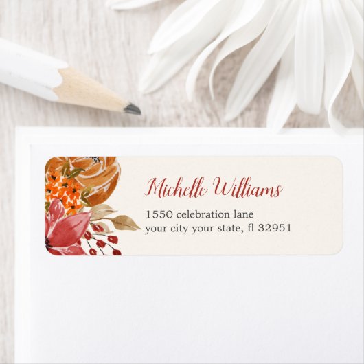 Autumn Flower Elegant Rustic custom Label (Insitu)