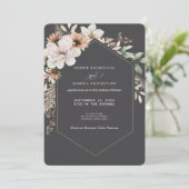 Autumn Flower Frame Wedding Invitation  Kaart (Staand voorkant)