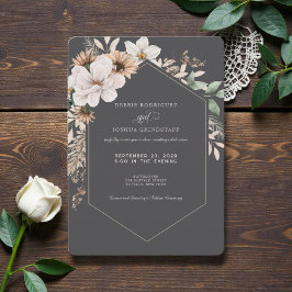 Autumn Flower Frame Wedding Invitation  Kaart