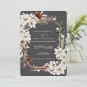 Autumn Flower Frame Wedding Invitation Kaart (Staand voorkant)
