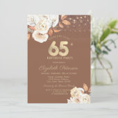 Autumn Flower Glitter Terracotta 65th Birthday Kaart (Staand voorkant)