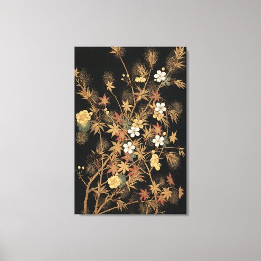 Autumn Flower & Tree 1884 Japanse sierkunst Canvas Afdruk (Voorkant)