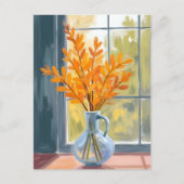 Autumn Flower Vase Waterverf Briefkaart (Voorkant)