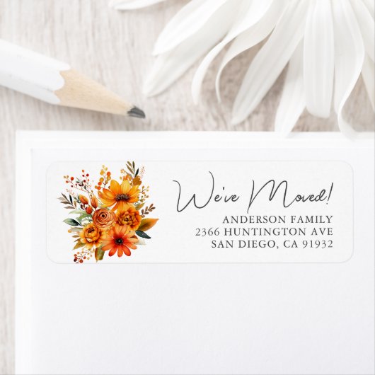 Autumn Flowers adreslabel Etiket (Insitu)