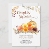 Autumn Flowers and Pumpkin Couples Shower Kaart (Voorkant)