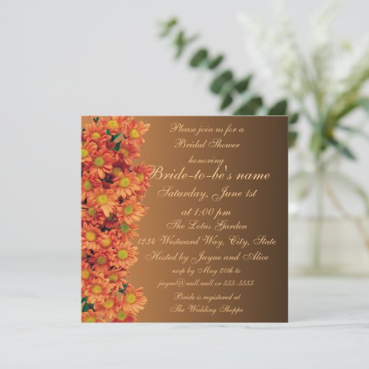 Autumn Flowers Bridal Shower Uitnodiging (Staand voorkant)