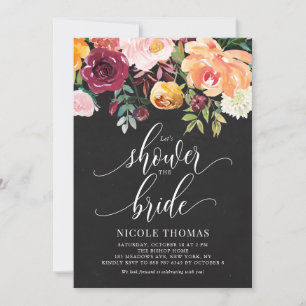 Autumn Flowers Chalkboard Herfst Vrijgezellenfeest Kaart