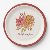 Autumn Flowers Elegant Falling verliefd Papieren Bordje (Voorkant)