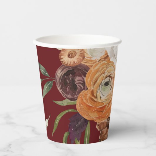 Autumn Flowers Elegant Paper Cups Papieren Bekers (Voorkant)
