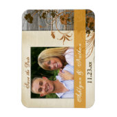Autumn Flowers, Faux Wood Save the Date Magnet Magneet (Verticaal)