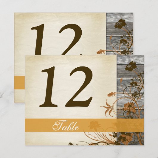 Autumn Flowers, FAUX Wood Table Number Post Kaart (Voorkant / Achterkant)