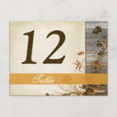 Autumn Flowers, FAUX Wood Table Number Post Kaart (Achterkant)