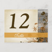 Autumn Flowers, FAUX Wood Table Number Post Kaart (Voorkant)