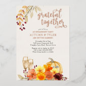 Autumn Flowers Grateful Tegether Engagement Party Folie Uitnodiging (Voorkant)