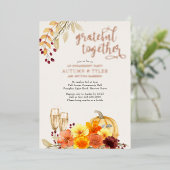 Autumn Flowers Grateful Tegether Engagement Party Folie Uitnodiging (Staand Voorkant)