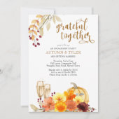 Autumn Flowers Grateful Tegether Engagement Party Kaart (Voorkant)