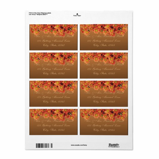 Autumn Flowers Label (Full Sheet)