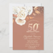 Autumn Flowers Lights Glitter 50th Birthday Kaart (Voorkant)