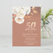 Autumn Flowers Lights Glitter 50th Birthday Kaart (Staand voorkant)