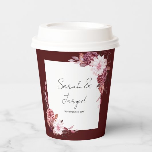 Autumn Flowers Lijst Papieren Bekers (Voorkant)