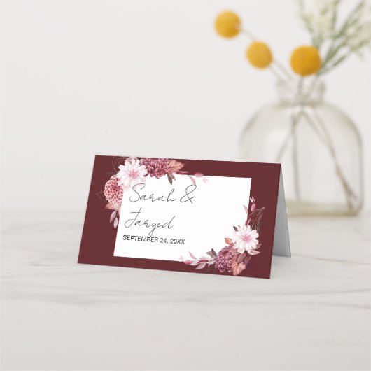 Autumn Flowers Lijst Plaatskaartje (Achterkant)