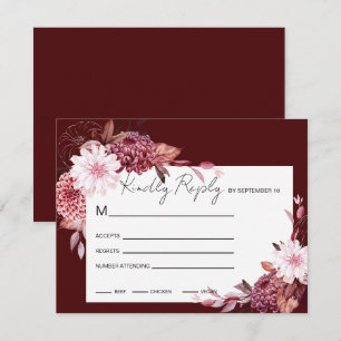 Autumn Flowers Lijst RSVP Kaartje