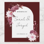 Autumn Flowers Lijst Wijn Etiket (Enkel label)