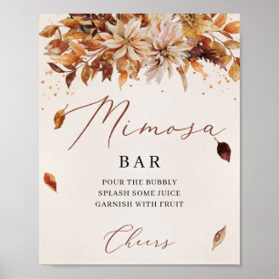 Autumn FLowers Oranje Marigold Mimosa Bar Sign Poster
