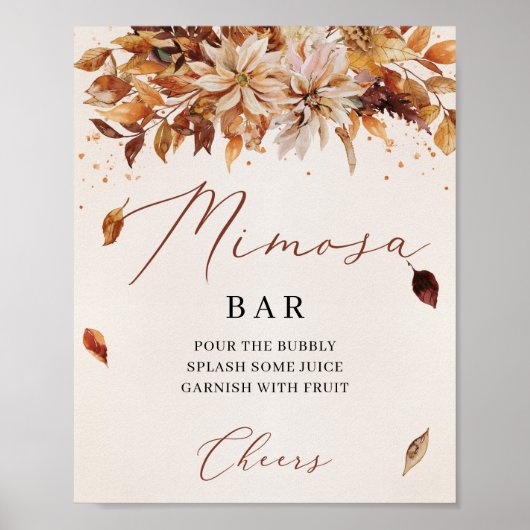 Autumn FLowers Oranje Marigold Mimosa Bar Sign Poster (Voorkant)