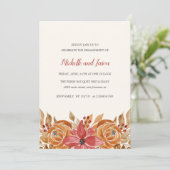 Autumn Flowers Rustic Elegant Engagement Party Kaart (Staand voorkant)