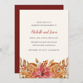 Autumn Flowers Rustic Elegant Engagement Party Kaart (Voorkant / Achterkant)